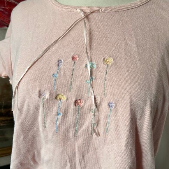 newton trading co pink embroidered short sleeve shirt - Picture 2 of 3